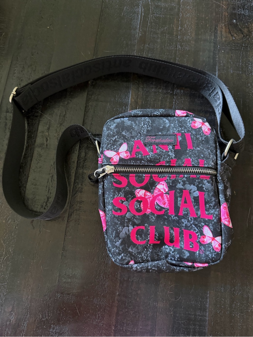 Anti Social Social Club Floral Crossbody Bag - Black & Hot Pink NWOT